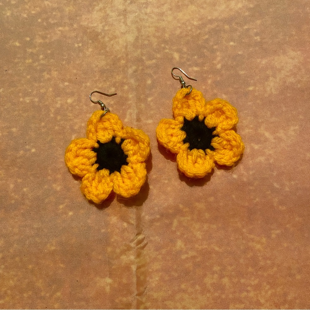 Crochet Sunflower Earrings